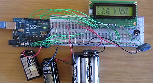 4-канальный вольтметр Arduino с ЖК-индикатором