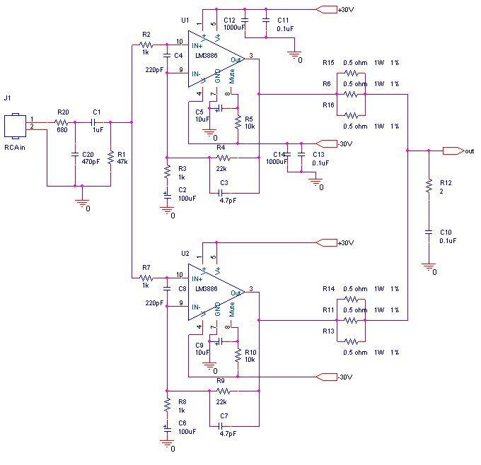PA100 LM3886 Усилитель