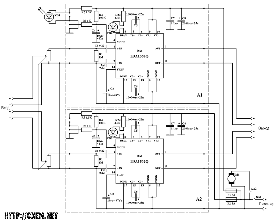 Автомобильный Стереоусилитель на TDA1562Q