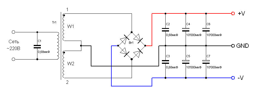 Схема включения микросхемы TDA7294