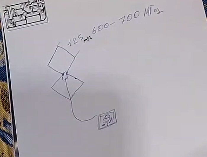 Антенна биквадрат с усилителем для приёма DVB-T2