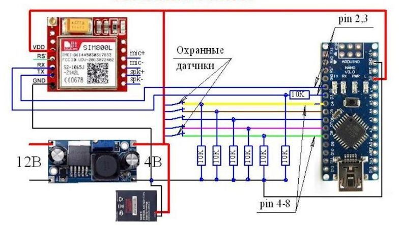GSM сигнализация на модуле SIM800L и Arduino