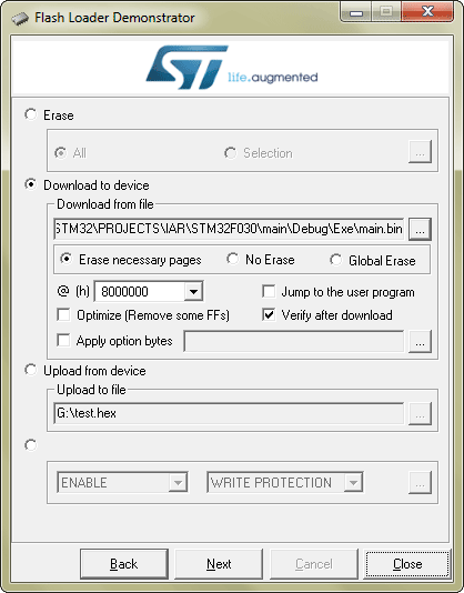 IAR STM32 CORTEX M0 программирование без программатора