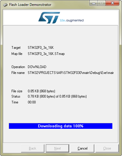 IAR STM32 CORTEX M0 программирование без программатора