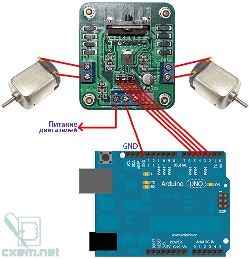 Подключение модуля L298N к Arduino Подключение модуля L298N к Arduino