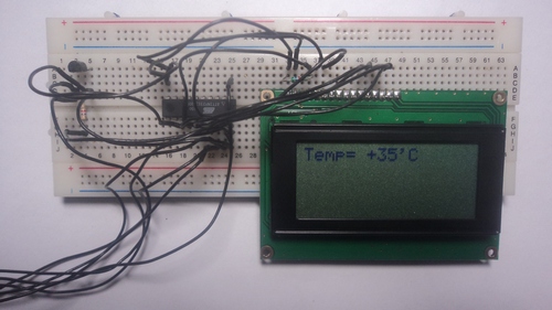 Схема термометра с DS18B20 и Attiny2313