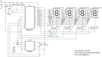 LED Часы на ATtiny2313 и DS1307