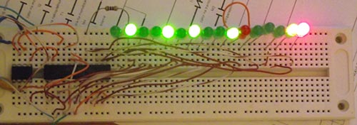 Схема управления светодиодами с помощью АЦП на TINY13 Схема управления светодиодами с помощью АЦП на TINY13