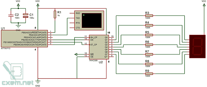 Модуль семисегментного индикатора по UART на ATtiny13 Модуль семисегментного индикатора по UART на ATtiny13
