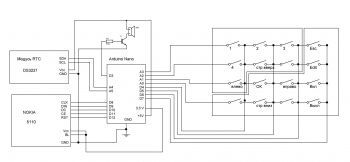 Схема подключения будильника Arduino Nokia 5110