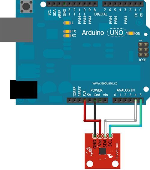Arduino UNO урок 14 цифровой компас HMC5883L Arduino UNO урок 14 цифровой компас HMC5883L