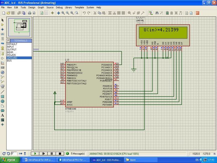 MikroPascal for AVR Урок 2. АЦП, UART и отображение MikroPascal for AVR Урок 2. АЦП, UART и отображение