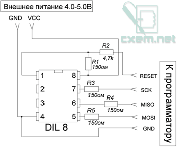 Схема программатора AVR микроконтроллеров Схема программатора AVR микроконтроллеров