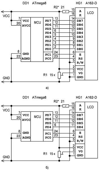 Дисплей на базе контроллера HD44780