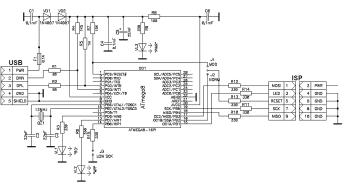 USB программатор микроконтроллеров AVR и AT89S