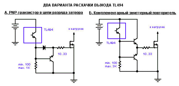 Схема использования ИС семейства TL494 в преобразователях питания