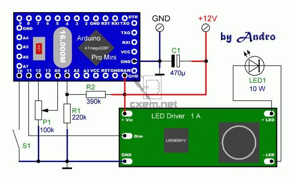 Автономный светодиодный прожектор на Arduino