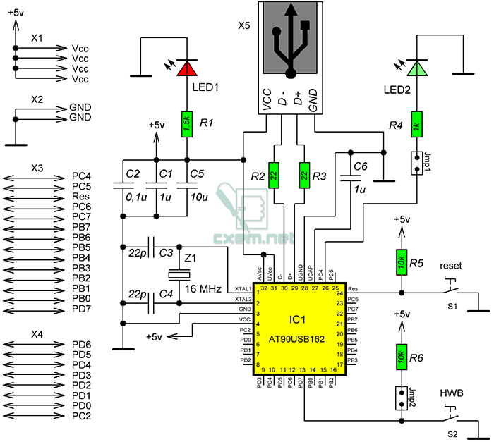 Отладочная Плата AT90USB162 Отладочная Плата AT90USB162