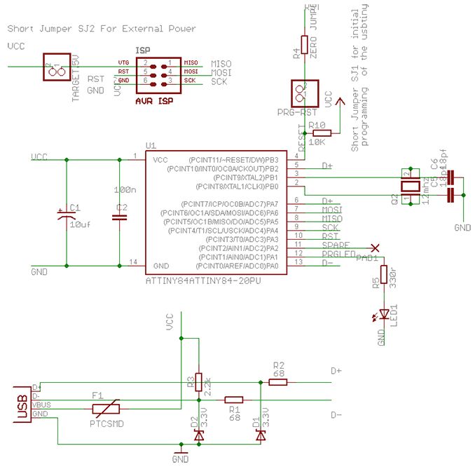 Programmator ATtiny84 USBtiny AVR ISP Programmator ATtiny84 USBtiny AVR ISP
