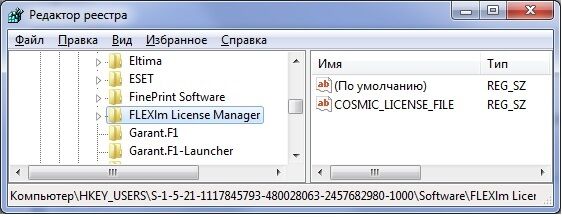 Снимок экрана: Удаление папки FLEXlm License Manager