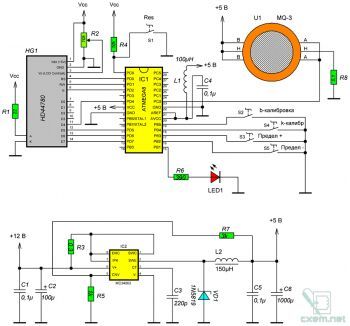 Тестер концентрации алкогольных паров на AVR