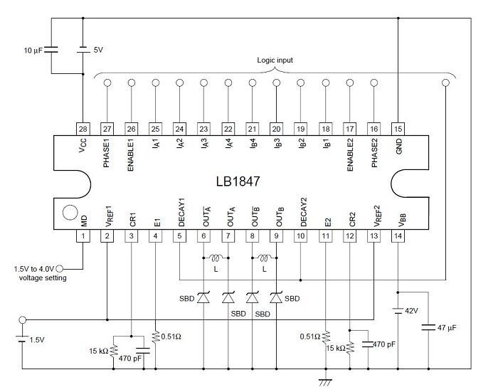 Микросхема LB1847 для управления микрошаговым двигателем