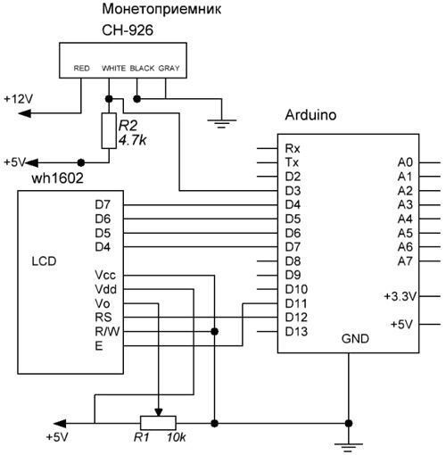Подключение Монетоприемника к Arduino Подключение Монетоприемника к Arduino