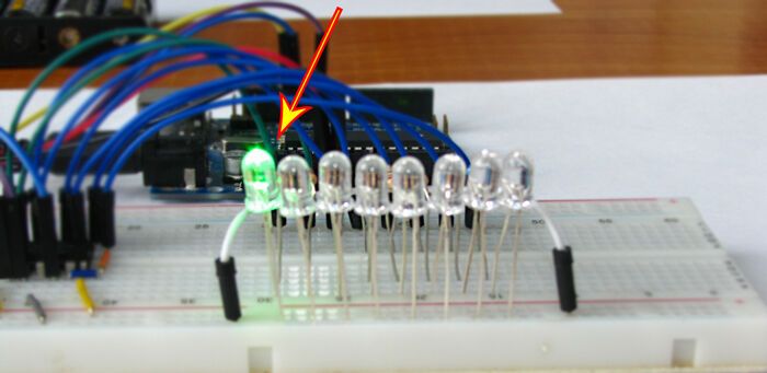 Схема подключения сдвигового регистра 74HC595 к Arduino
